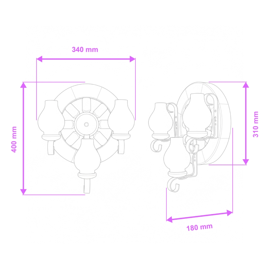 Brilagi - Nástěnné svítidlo ROATA APLICA 3xE14/40W/230V buk