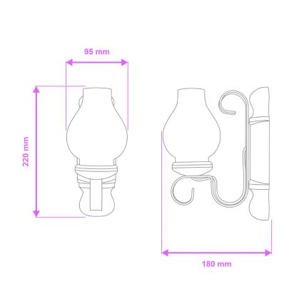 Brilagi - Nástěnné svítidlo RUSTIC 1xE14/40W/230V buk/ořech