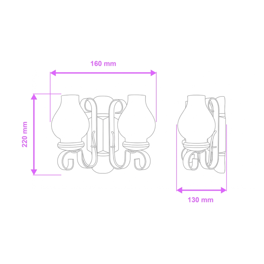 Brilagi - Nástěnné svítidlo RUSTIC 2xE14/40W/230V buk/ořech