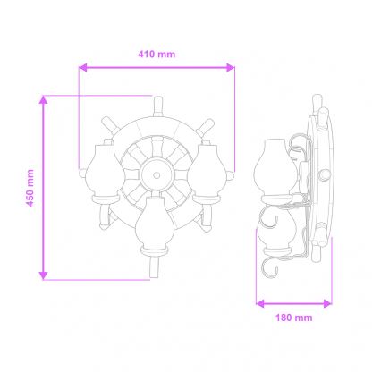 Brilagi - Nástěnné svítidlo TIMONA 3xE14/40W/230V buk/ořech