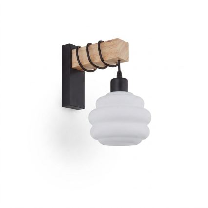 Brilagi - Nástěnné svítidlo WOOD GLASS 1xE27/60W/230V borovice/černá/bílá