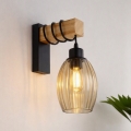BRILAGI - Nástěnné svítidlo WOOD GLASS 1xE27/60W/230V borovice/černá/kouřová béžová