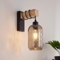 Brilagi - Nástěnné svítidlo WOOD GLASS 1xE27/60W/230V borovice/černá/kouřová hnědá
