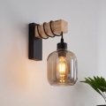 BRILAGI - Nástěnné svítidlo WOOD GLASS 1xE27/60W/230V borovice/černá/kouřová šedá