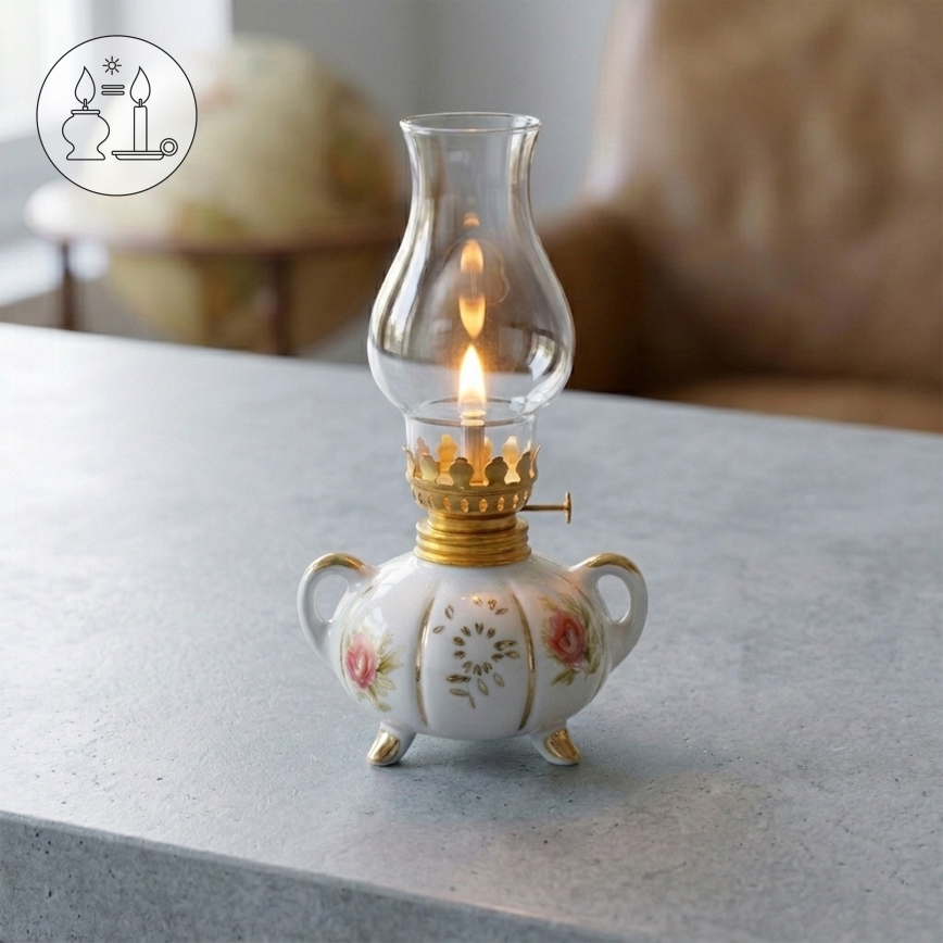 Brilagi - Petrolejová lampa MERLIN bílá/zlatá