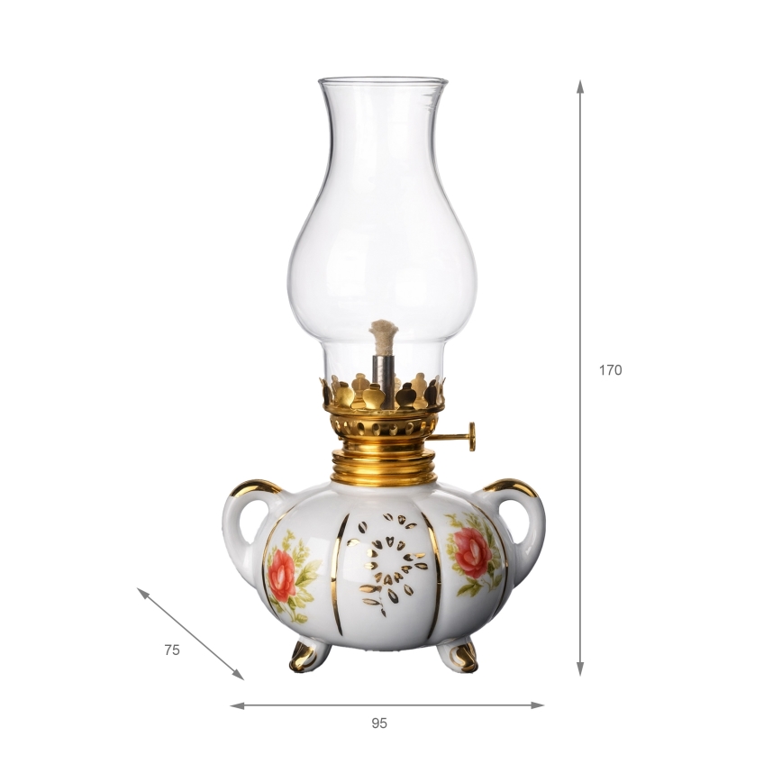Brilagi - Petrolejová lampa MERLIN bílá/zlatá