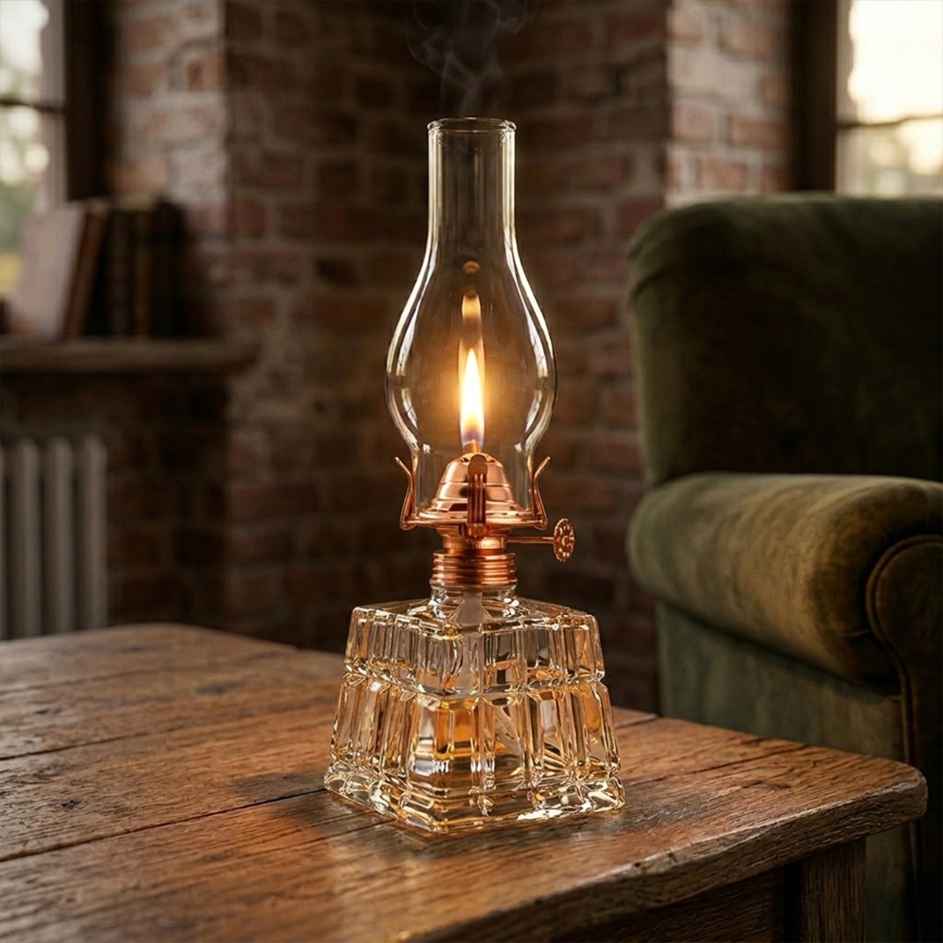 Brilagi - Petrolejová lampa MERLIN čirá/bronzová/patina