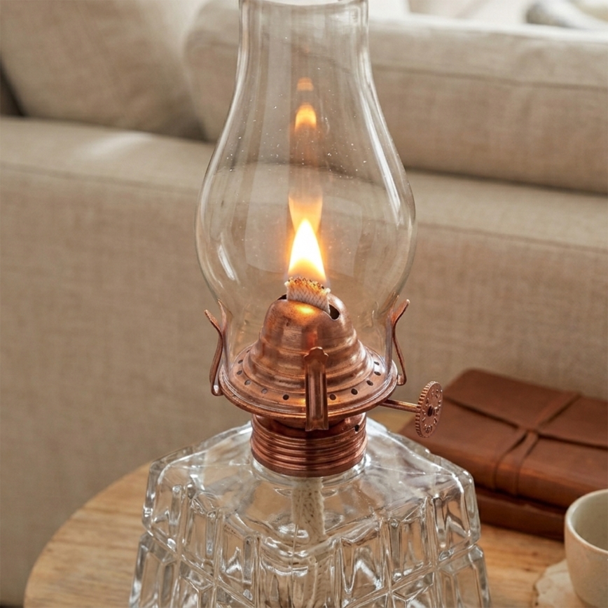 Brilagi - Petrolejová lampa MERLIN čirá/bronzová/patina