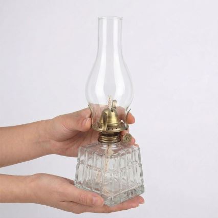 Brilagi - Petrolejová lampa MERLIN čirá/zlatá/patina
