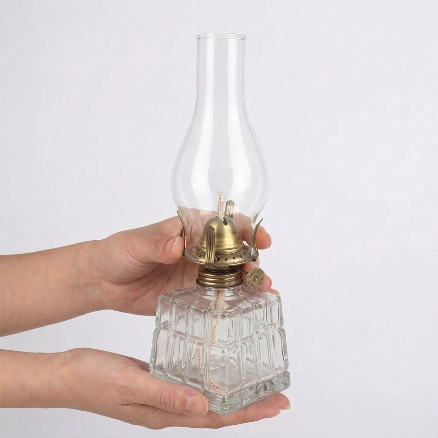 Brilagi - Petrolejová lampa MERLIN čirá/zlatá/patina