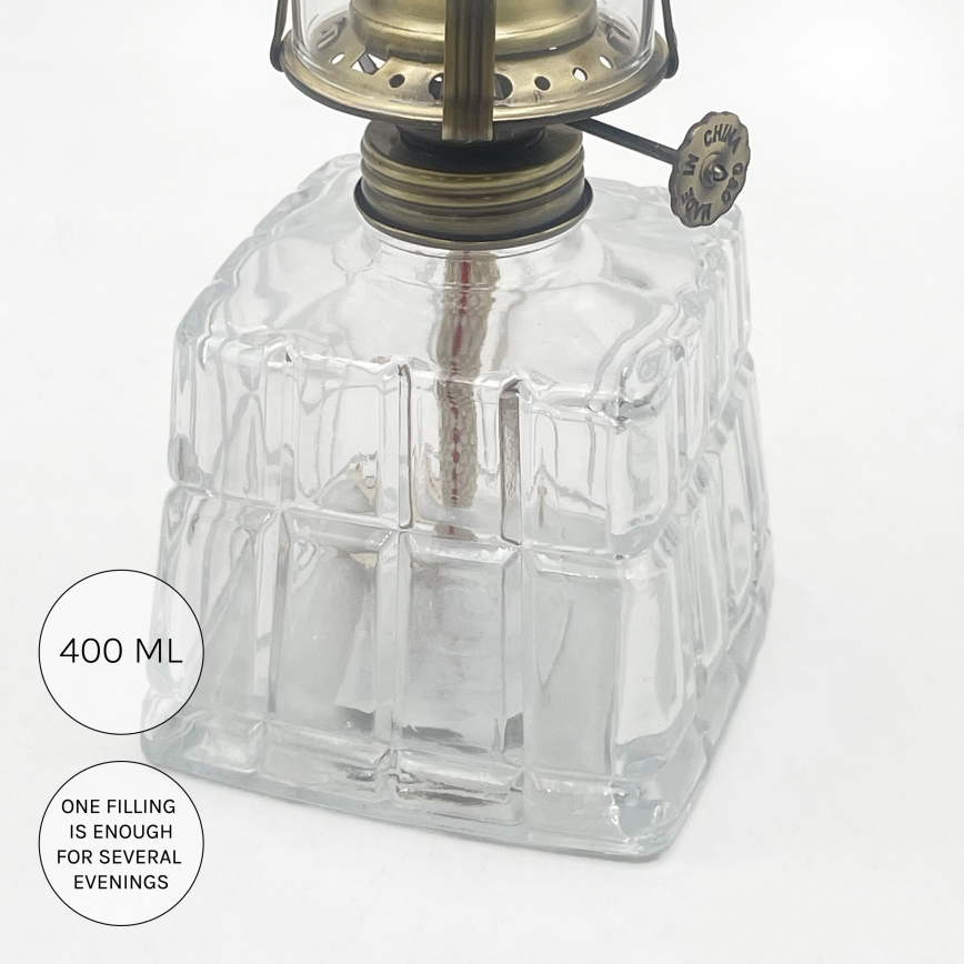Brilagi - Petrolejová lampa MERLIN čirá/zlatá/patina