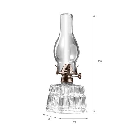 Brilagi - Petrolejová lampa MERLIN čirá/zlatá/patina