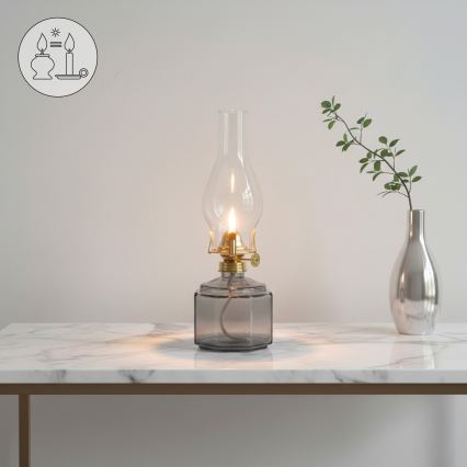 Brilagi - Petrolejová lampa MERLIN kouřová/šedá