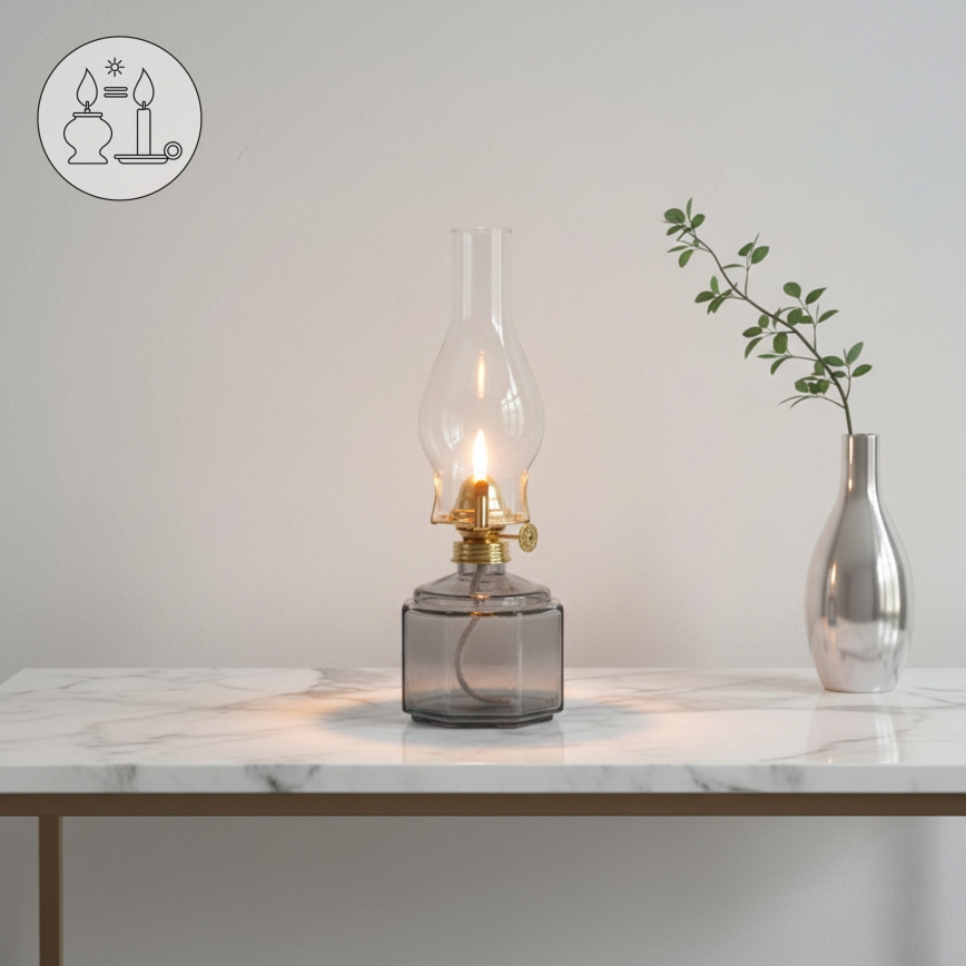 Brilagi - Petrolejová lampa MERLIN kouřová/šedá