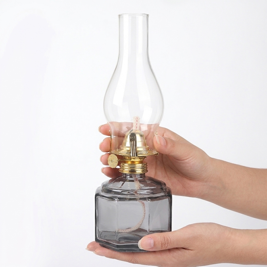 Brilagi - Petrolejová lampa MERLIN kouřová/šedá