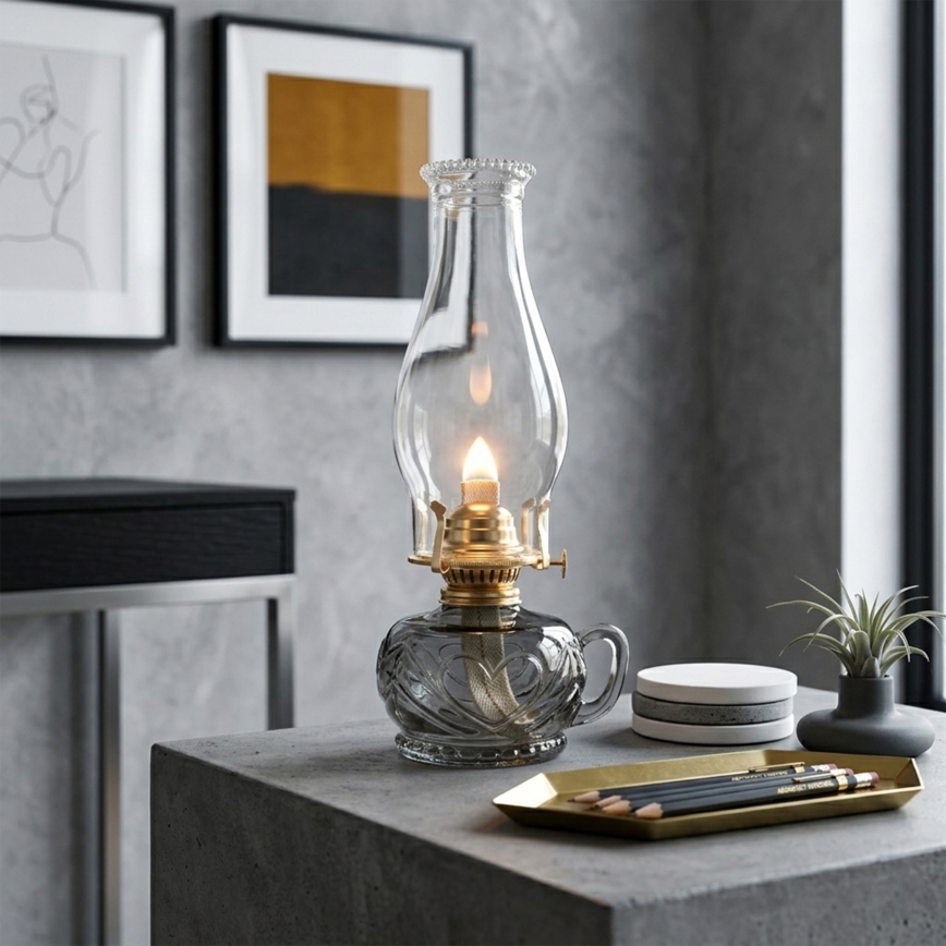 Brilagi - Petrolejová lampa MERLIN kouřová/šedá