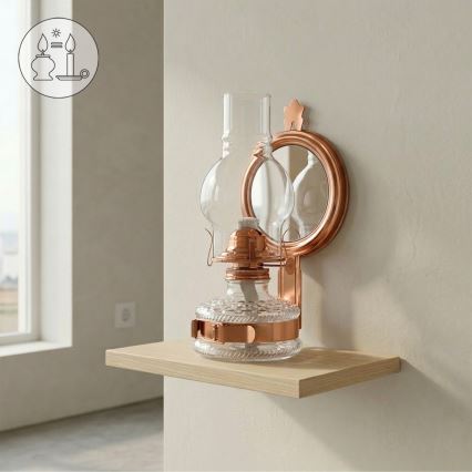 Brilagi - Petrolejová lampa se zrcadlem MERLIN bronzová/patina