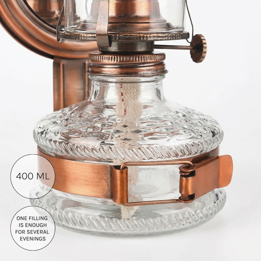 Brilagi - Petrolejová lampa se zrcadlem MERLIN bronzová/patina