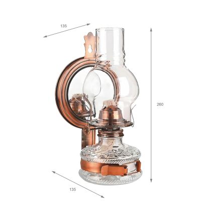 Brilagi - Petrolejová lampa se zrcadlem MERLIN bronzová/patina
