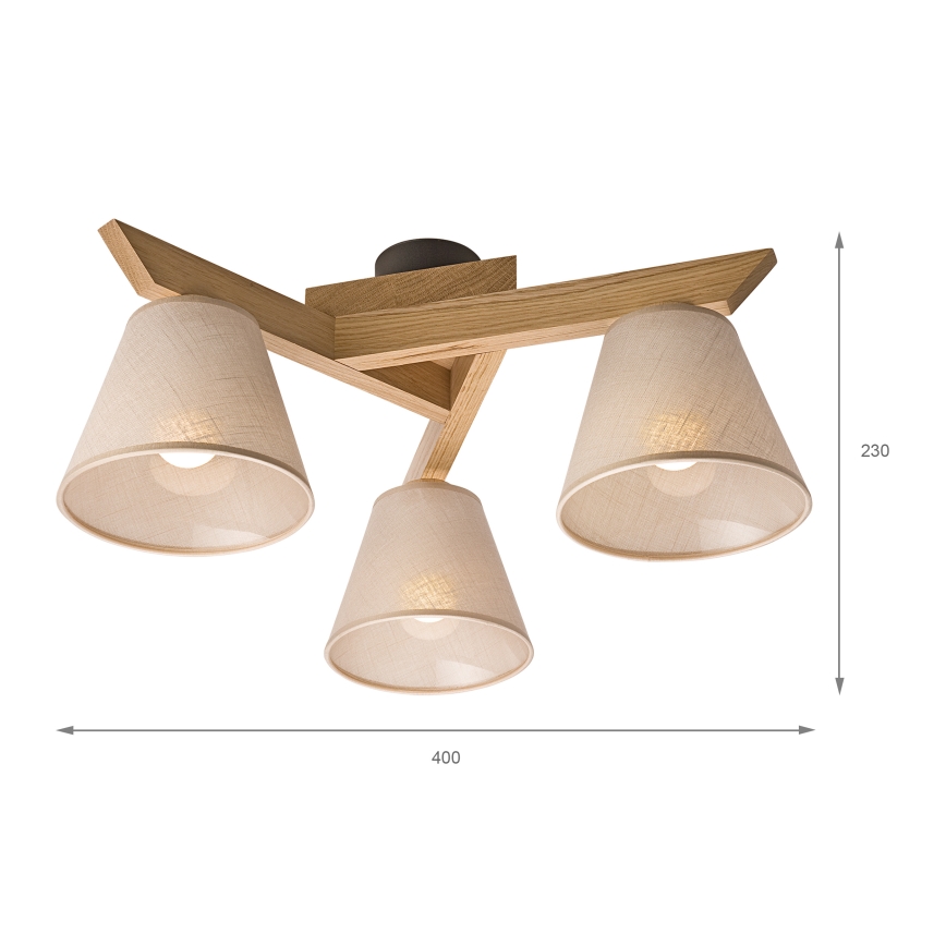 Brilagi - Přisazený lustr ANTHONY 3xE14/40W/230V dub/béžová