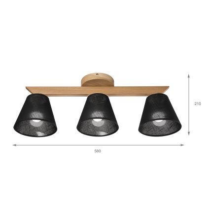 Brilagi - Přisazený lustr ANTHONY 3xE14/40W/230V dub/černá