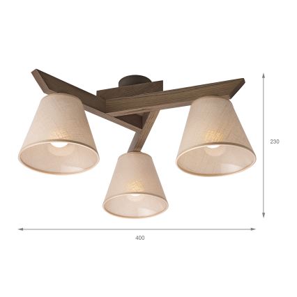 Brilagi - Přisazený lustr ANTHONY 3xE14/40W/230V dub ořech/béžová