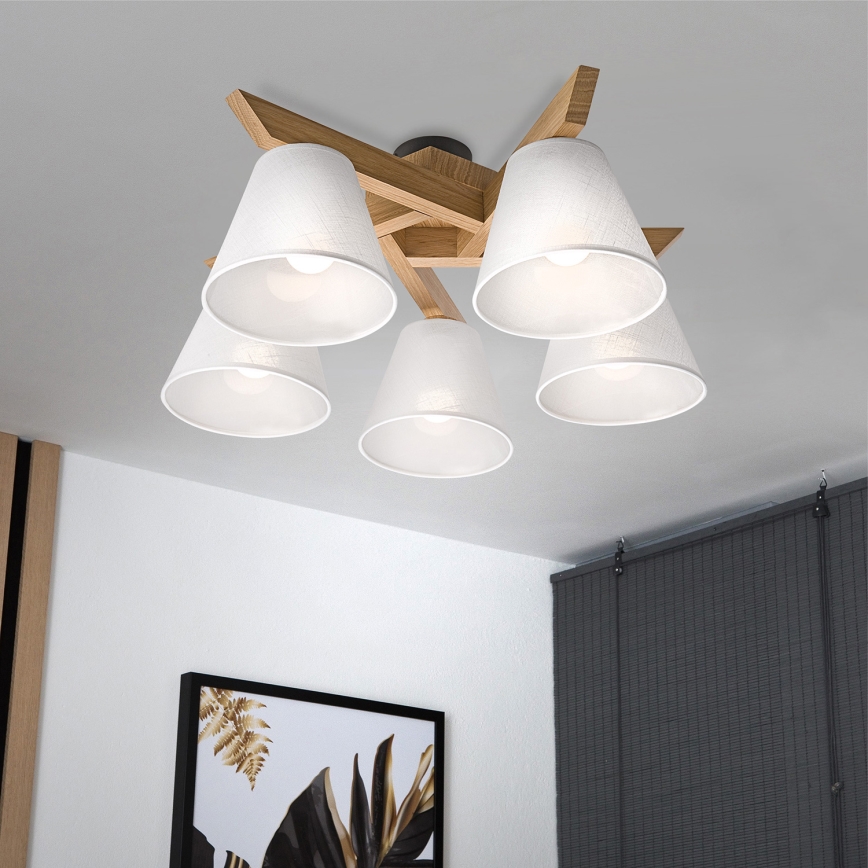 Brilagi - Přisazený lustr ANTHONY 5xE14/40W/230V dub/bílá