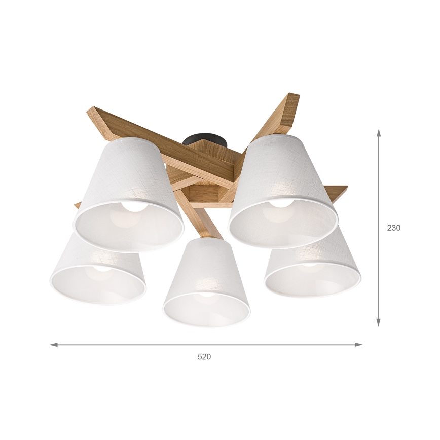 Brilagi - Přisazený lustr ANTHONY 5xE14/40W/230V dub/bílá