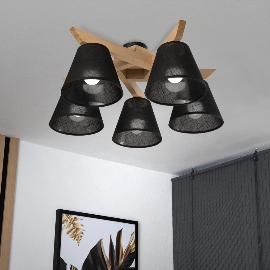 Brilagi - Přisazený lustr ANTHONY 5xE14/40W/230V dub/černá