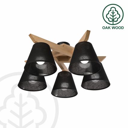 Brilagi - Přisazený lustr ANTHONY 5xE14/40W/230V dub/černá