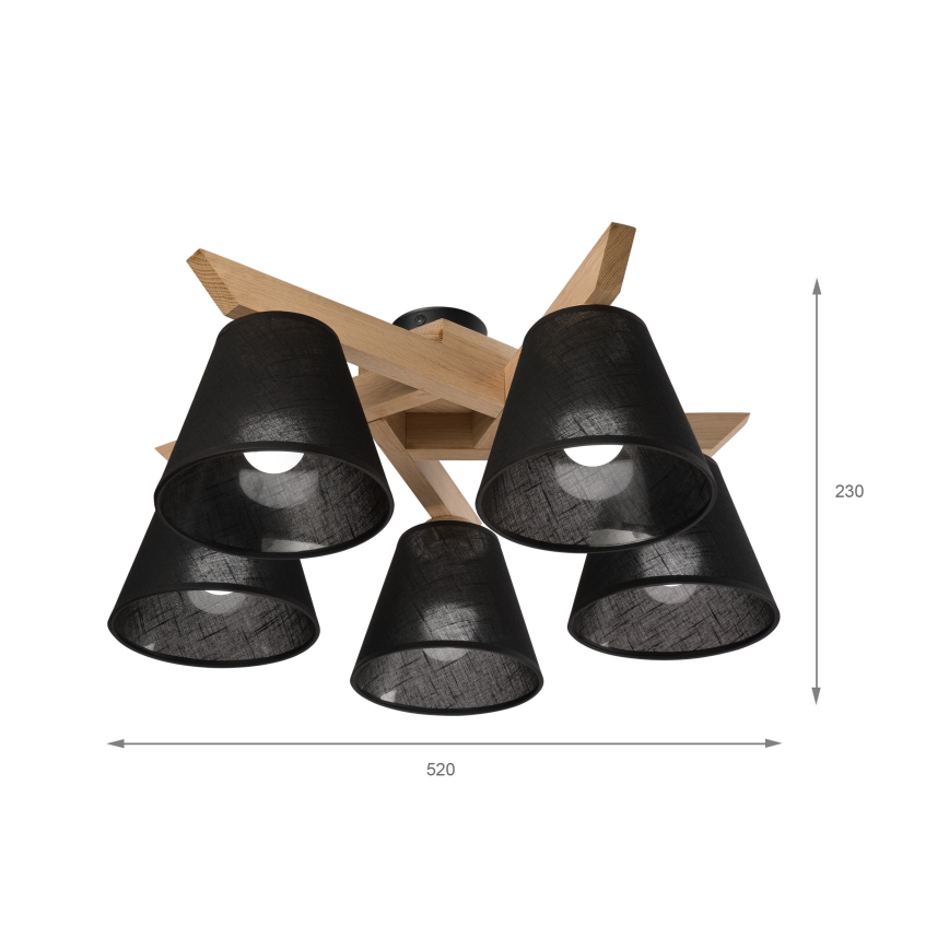 Brilagi - Přisazený lustr ANTHONY 5xE14/40W/230V dub/černá