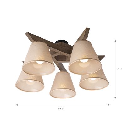 Brilagi - Přisazený lustr ANTHONY 5xE14/40W/230V dub ořech/béžová