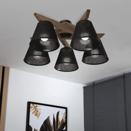 Brilagi - Přisazený lustr ANTHONY 5xE14/40W/230V dub ořech/černá