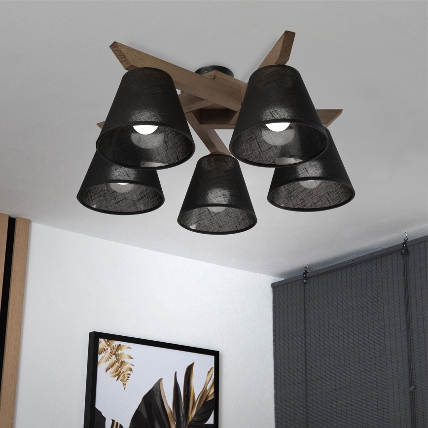 Brilagi - Přisazený lustr ANTHONY 5xE14/40W/230V dub ořech/černá