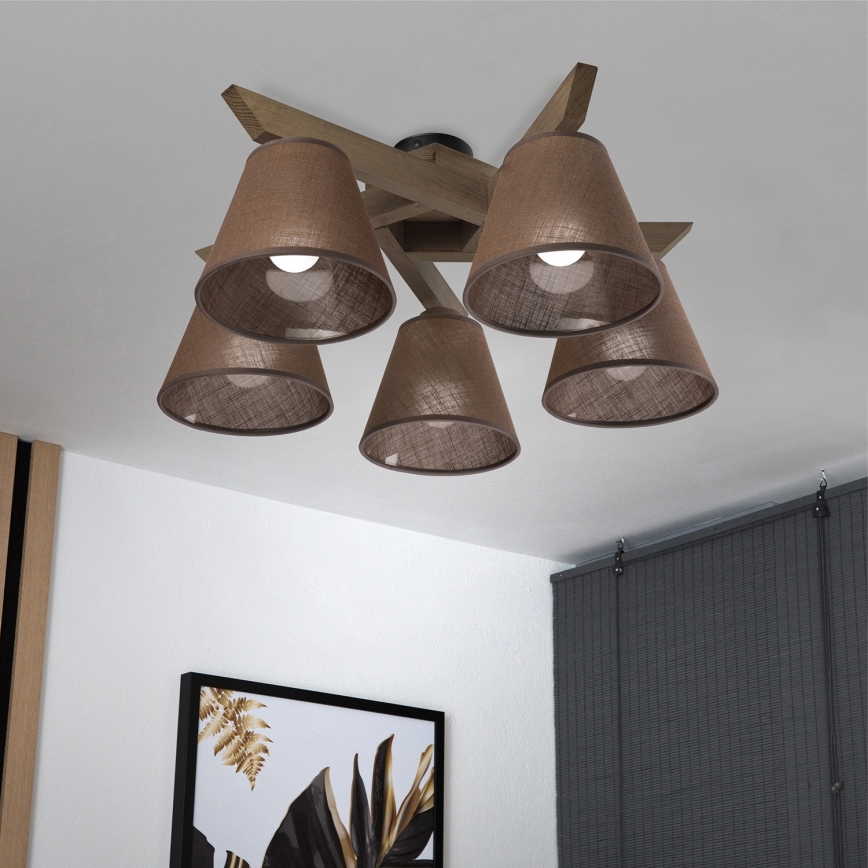 Brilagi - Přisazený lustr ANTHONY 5xE14/40W/230V dub ořech/hnědá