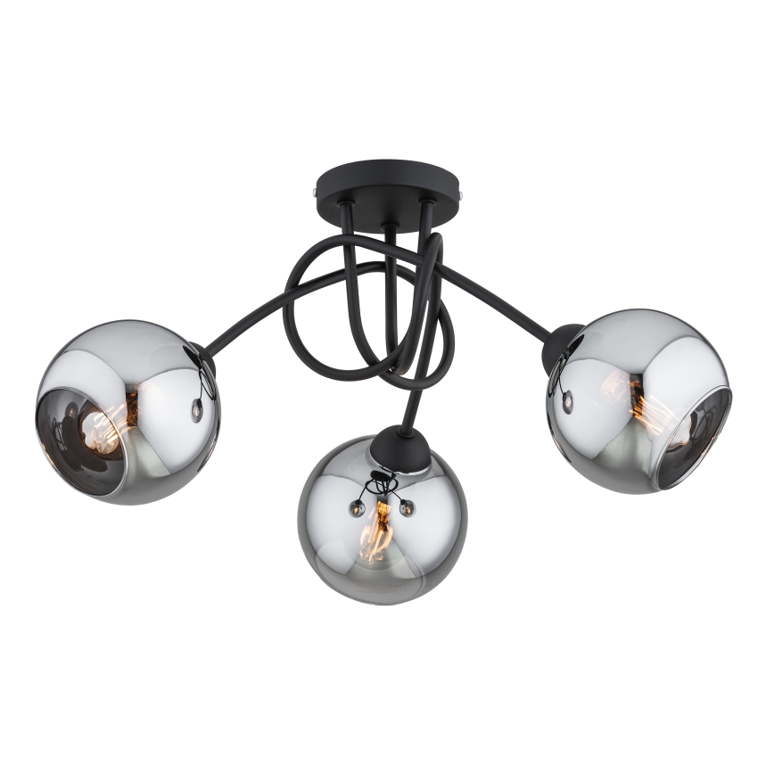 Brilagi - Přisazený lustr DIOR 3xE27/60W/230V černá/kouřová šedá