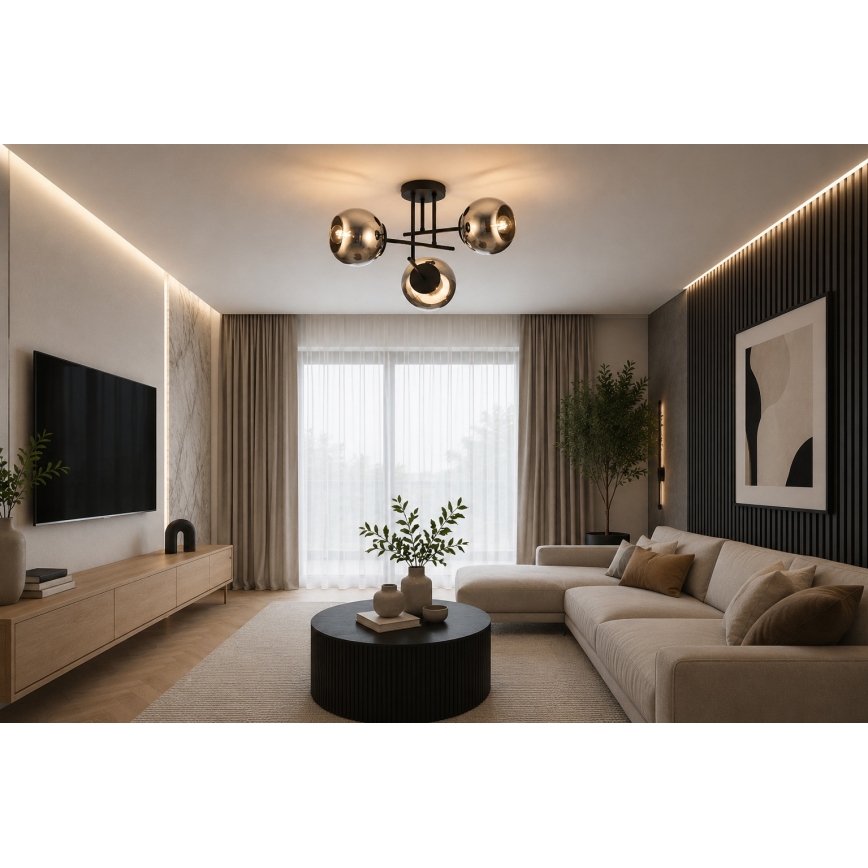 BRILAGI - Přisazený lustr DIOR 3xE27/60W/230V černá/kouřová šedá