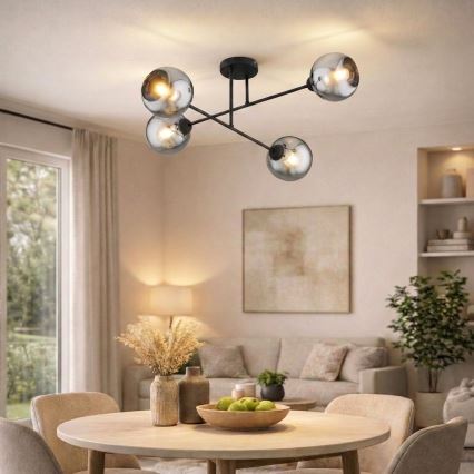 Brilagi - Přisazený lustr DIOR 4xE27/60W/230V černá/kouřová šedá