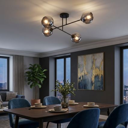 Brilagi - Přisazený lustr DIOR 4xE27/60W/230V černá/kouřová šedá