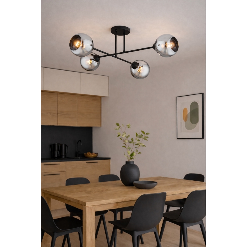 Brilagi - Přisazený lustr DIOR 4xE27/60W/230V černá/kouřová šedá