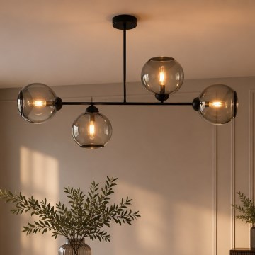 Brilagi - Přisazený lustr DIOR 4xE27/60W/230V černá/kouřová šedá