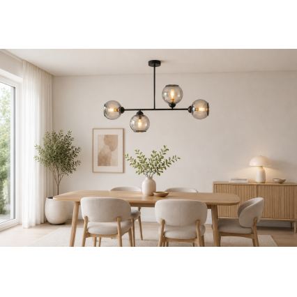 Brilagi - Přisazený lustr DIOR 4xE27/60W/230V černá/kouřová šedá