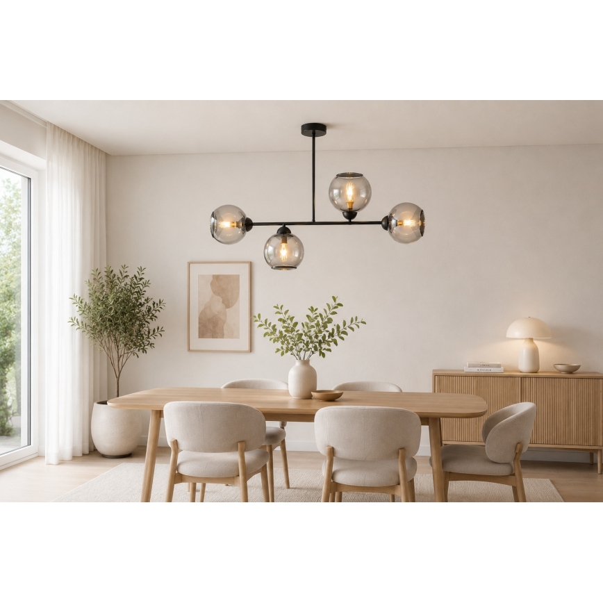 Brilagi - Přisazený lustr DIOR 4xE27/60W/230V černá/kouřová šedá