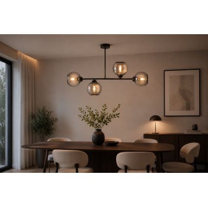 Brilagi - Přisazený lustr DIOR 4xE27/60W/230V černá/kouřová šedá