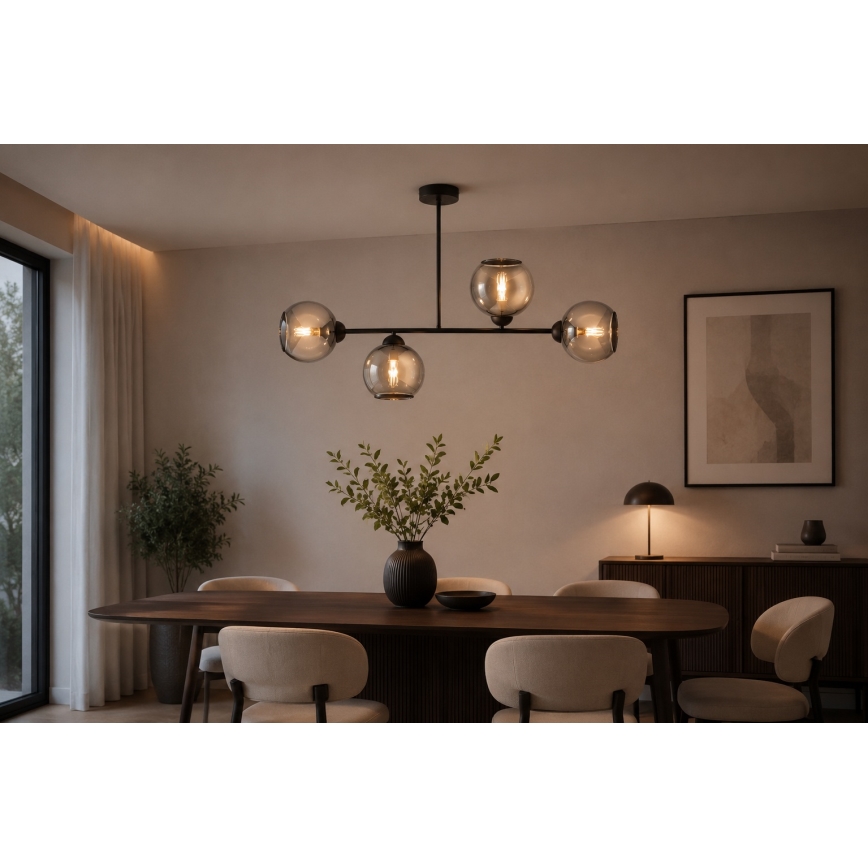 Brilagi - Přisazený lustr DIOR 4xE27/60W/230V černá/kouřová šedá