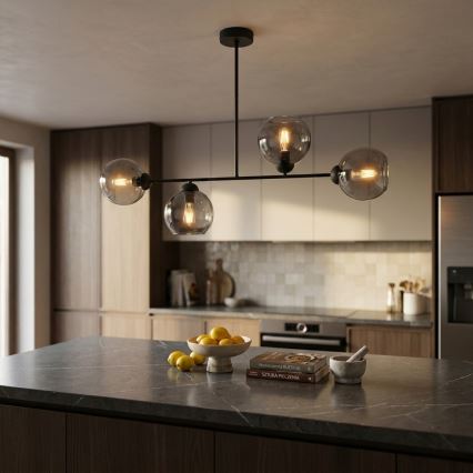 Brilagi - Přisazený lustr DIOR 4xE27/60W/230V černá/kouřová šedá