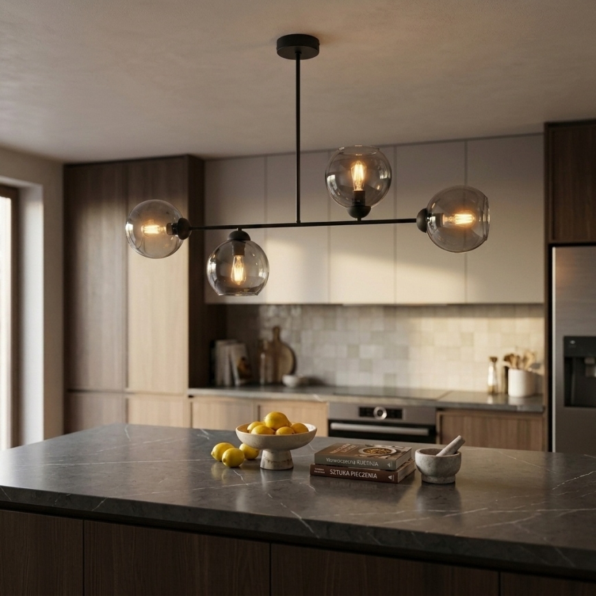 Brilagi - Přisazený lustr DIOR 4xE27/60W/230V černá/kouřová šedá