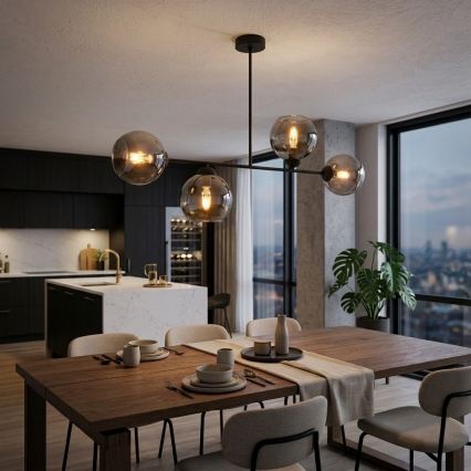 Brilagi - Přisazený lustr DIOR 4xE27/60W/230V černá/kouřová šedá