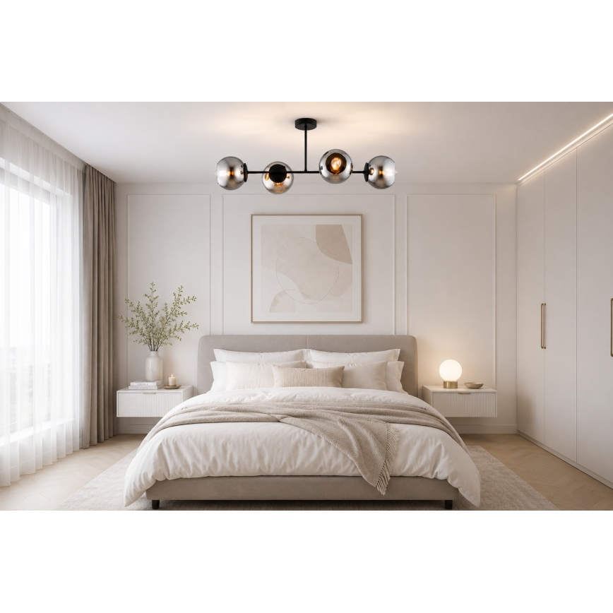 BRILAGI - Přisazený lustr DIOR 4xE27/60W/230V černá/kouřová šedá