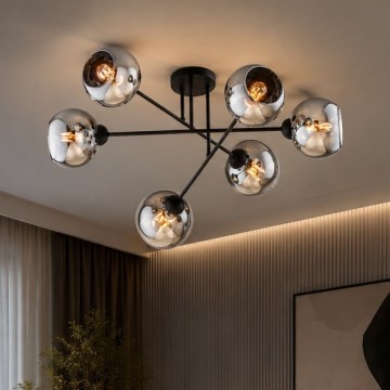 Brilagi - Přisazený lustr DIOR 6xE27/60W/230V černá/kouřová šedá